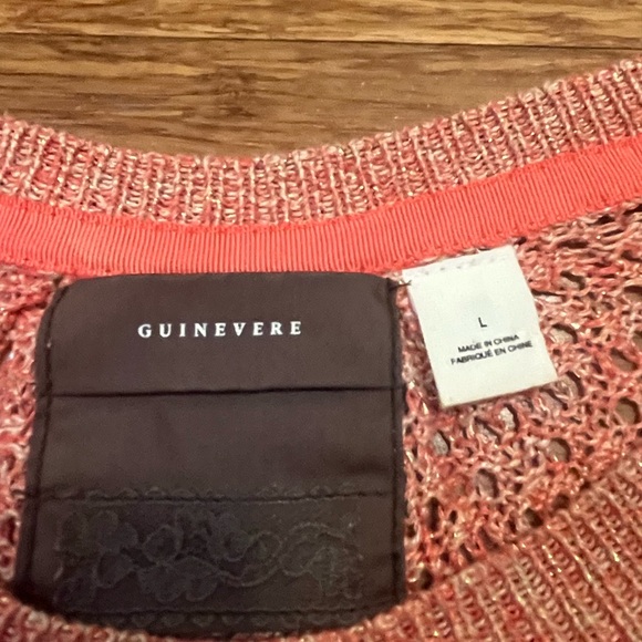 Anthropologie Guinevere Coral Pink Open Knit Hemp Blend Sweater Large - Picture 6 of 15